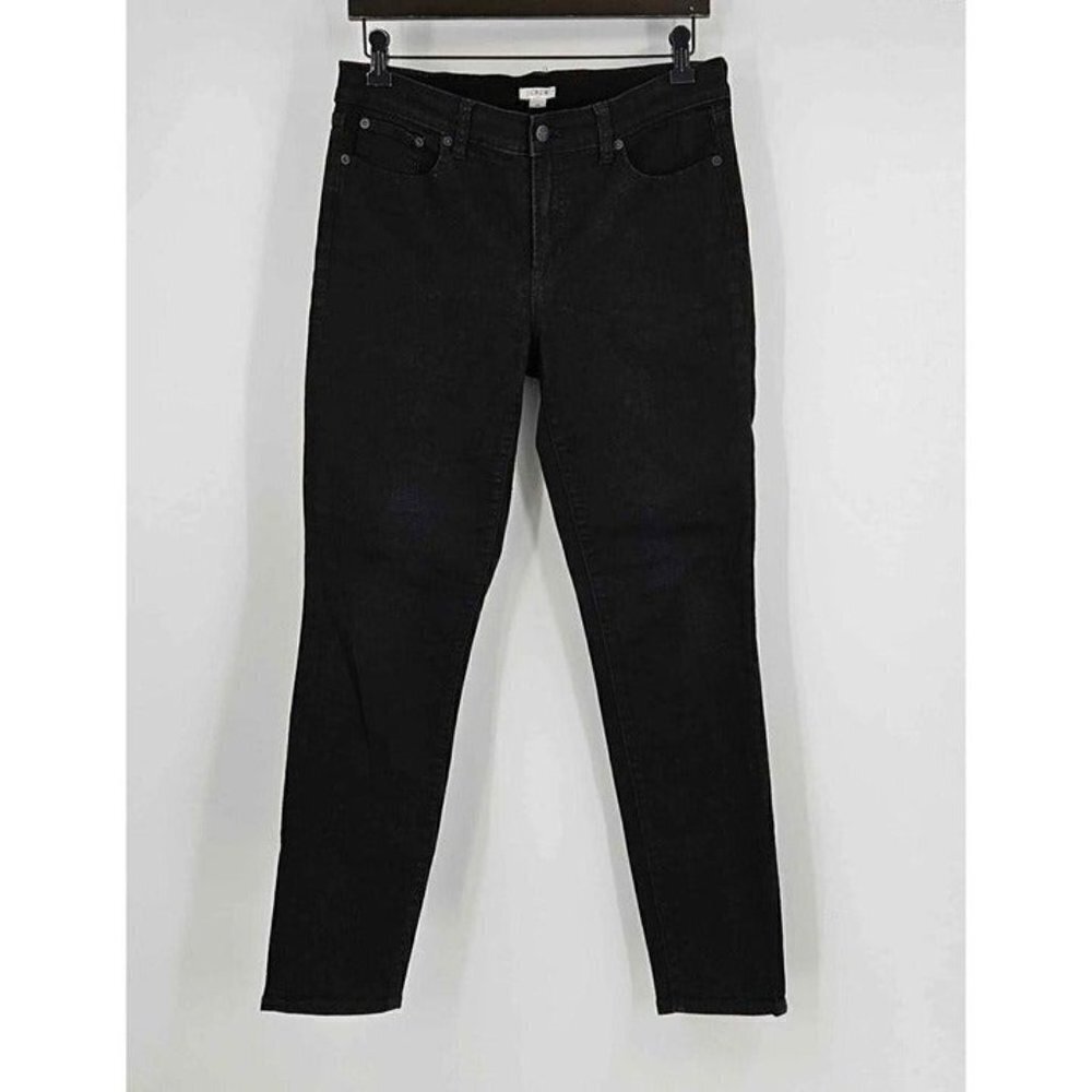 J. Crew Womens Black Stretch Tapered Skinny Leg Jean 5 Pocket Zip Fly Sz 29